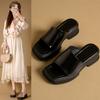 Step On Casual Thick-soled One-word Slippers Women's Muffin Summer Wear New 2025 Sandals Heighten Shoes Sandals Shit Feeling