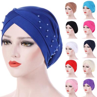 Women Beads Elastic Turban Hat Cancer Chemo  Head Wrap KTB