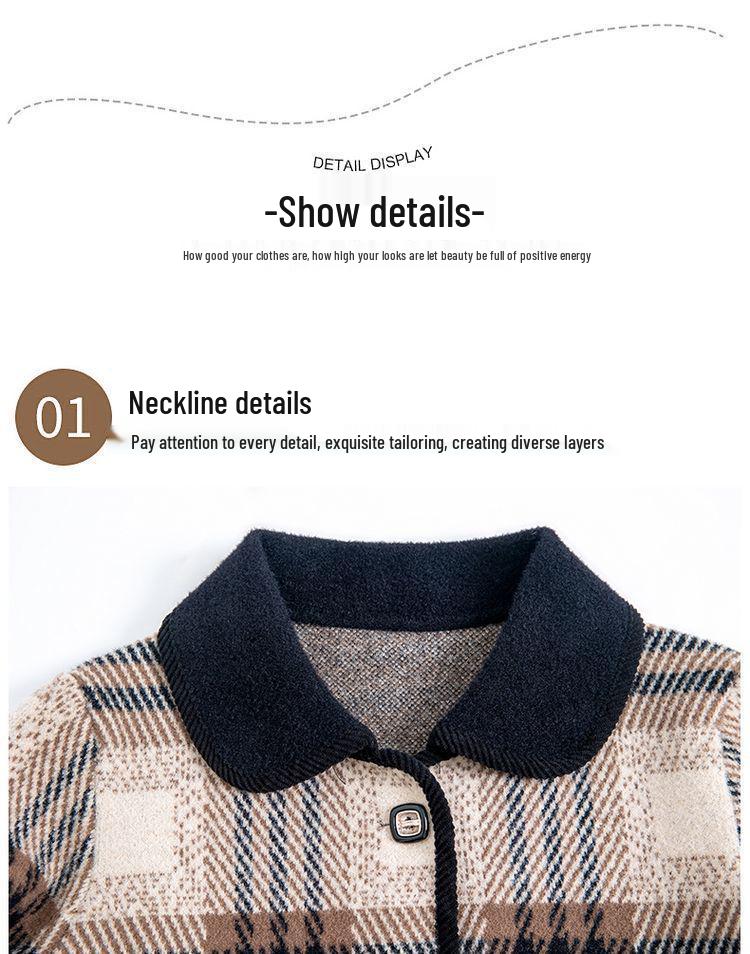 2024 Mom's Petite Plaid Wool Coat - Autumn Fashion, Versatile & Stylish