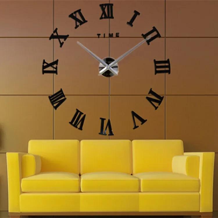 Large acrylic three-dimensional Roman digital wall clock living room bedroom wall clock