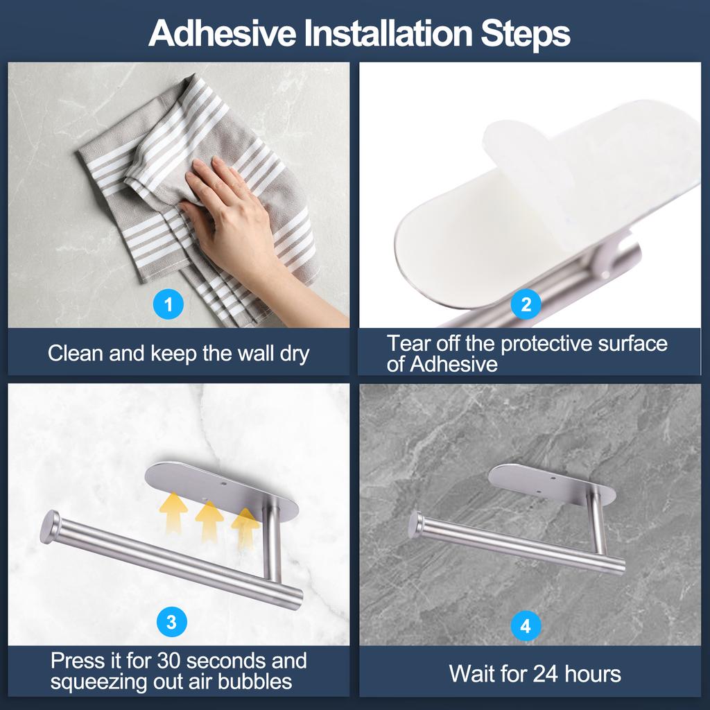 Aoresac 2ks držák toaletního papíru Nerezový samolepicí nebo vrtací teleskopický držák papírových ručníků