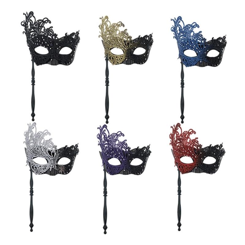 Masque de Mascarade pour Femmes avec Bâton Amovible Masque de Mardi Gras Masque de Fête Vénitien Accessoire de Costume Cosplay Halloween