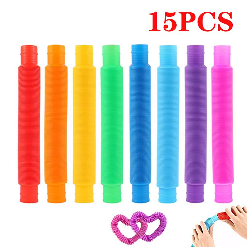 5/60Pcs Telescopic Tubes Fidget Toys Stress Relief Stretching Pop Tubes Sensory Toys For Kids Adults Decompression Toys Gifts