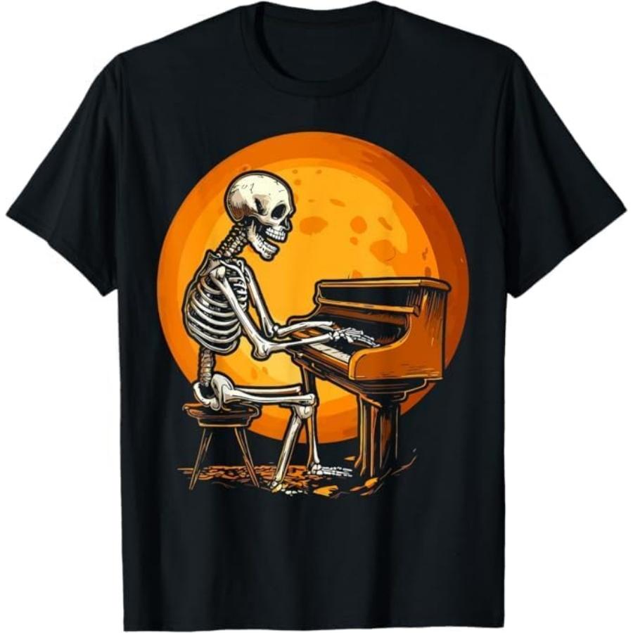 Skeleton Playing Piano Halloween Moon for Pianist Men Women T-Shirt Mali Mens Womens Tank Top Sweatshirt Hoodie Longsleeve1 Black S