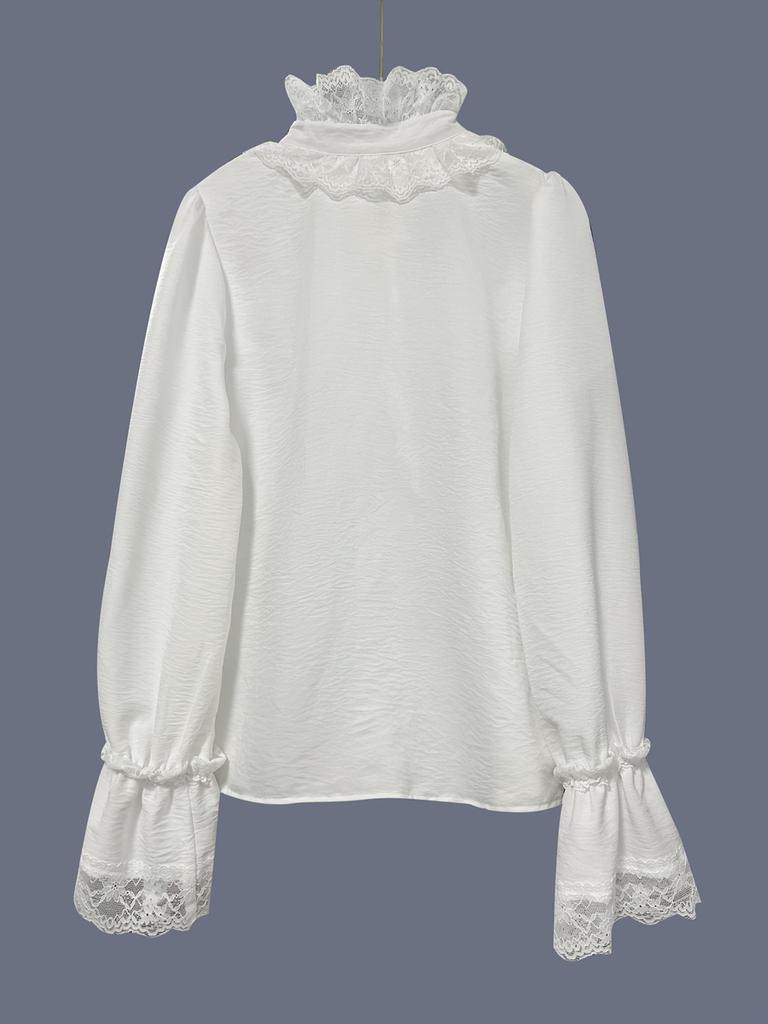 Lace Shirt Women's Design Fashion Spring Summer New Style Patchwork Thin Top Long Sleeve Elegant T-Shirt