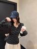 Sweet Spicy Girl Polka Dot Long Sleeve Women's T-shirt, 2025 Autumn/Winter Round Neck Button Slim Base Layer