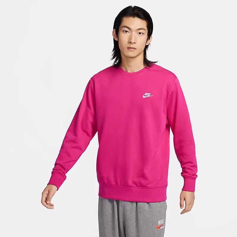 Nike Letter Crew Neck Pullover Sweatshirt Men Sweatshirt Raspberry-Red White BV2667-615