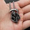 Skeleton Death Reaper Scythe Pendant Necklace, Mighty Titanium Steel Punk Trendy Men's Pendant
