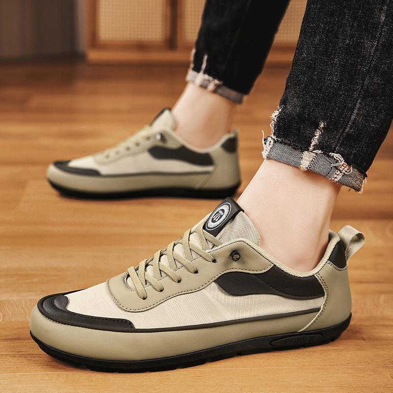 

2025 summer new comfortable leather surface heightened versatile color matching non-slip dad shoes comfortable fashion casual trendy shoes 44 хакі