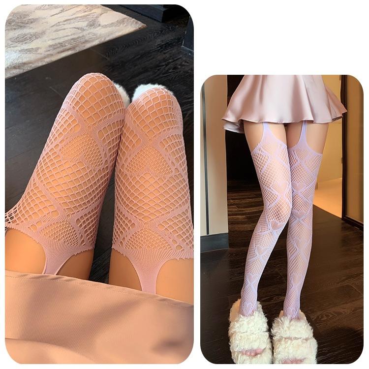 Y2K Women Love Heart Fishnet Stockings Mesh Club Tights Sexy Pantyhose Nude Suspender Tights JK Lolita Cosplay Party Pantyhose