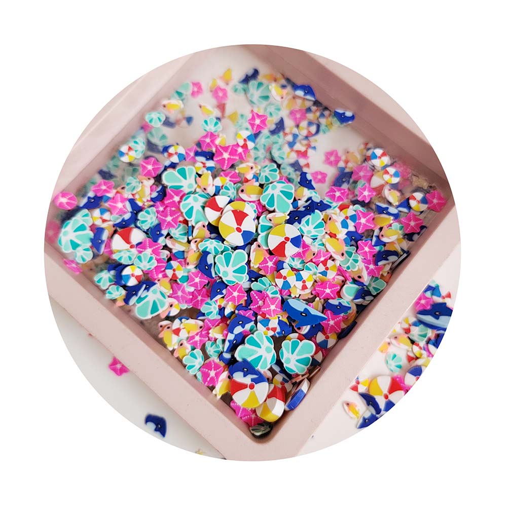 Mixed Shell Starfish Fish Beach Ball Polymer Clay Slices Sprinkles for Crafts Making DIY Slime Filling Shaker Cards Accessories