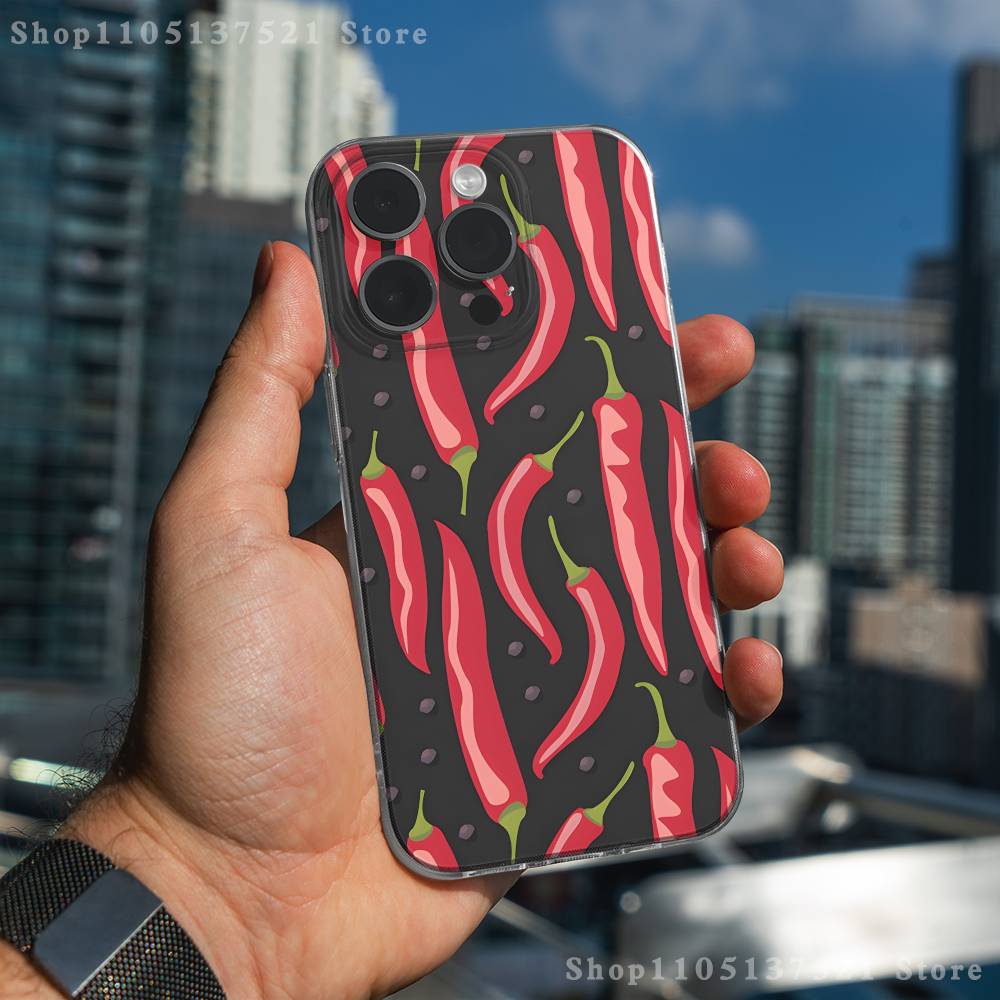 

Chili Red Phone Case For iPhone 17,16,15,14,13,12,11 Pro,Max,Plus,X,XS,XR,SE4,E Mini Transparent Soft Cover iPhone6