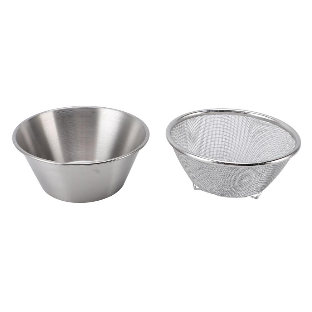 Microporous Structure Rice Strainer Beige Silver Strainer with Bowl Colander with Bowl Meal Prep