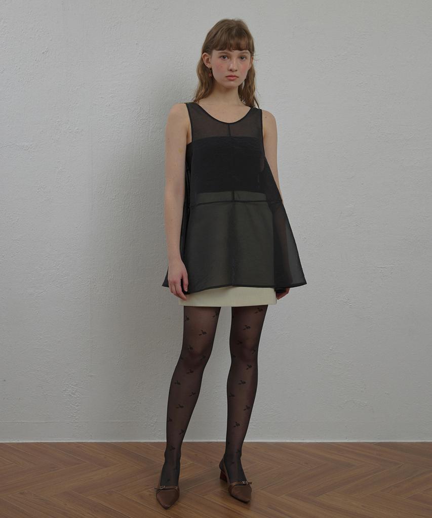 Ceme See-Through Silky Dress(Bk)