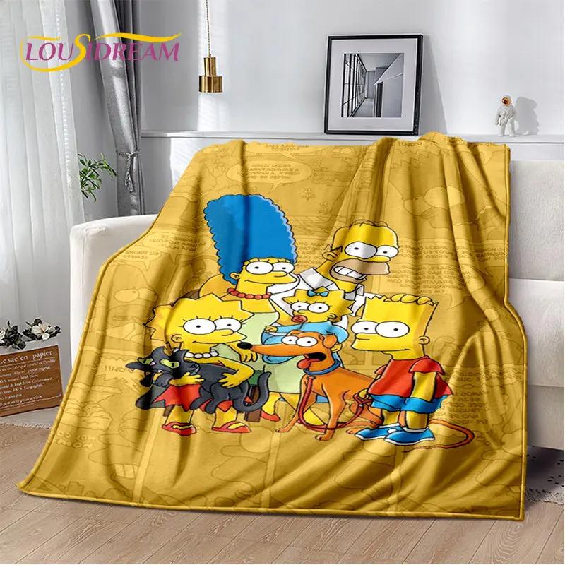 De S-Simpsons Cartoon Pluche Deken, Flanellen Deken Kinderen Plaid voor Woonkamer Slaapkamer Bed Bank Wandelen Vrije Tijd Dutten