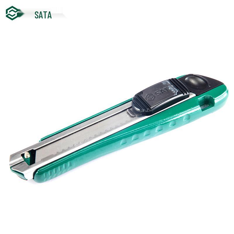 SATA Utility Knife 93430 - Industrial Grade Metal Paper Cutter, 8-Segment Blade, 18x100MM
