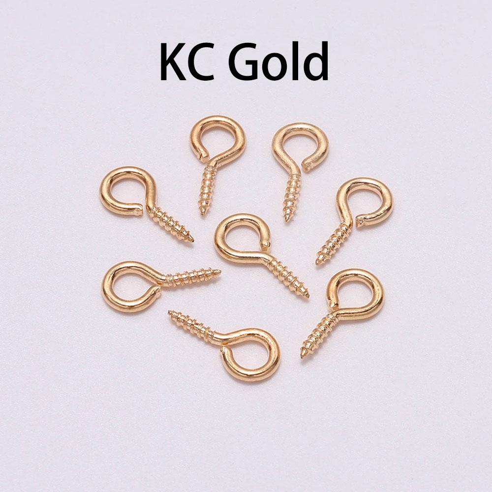 200Pcs Small Tiny Mini Eye Pins Eyepins Hooks Eyelets Screw Threaded Gold Color Clasps Hooks Findings for DIY Jewelry Making