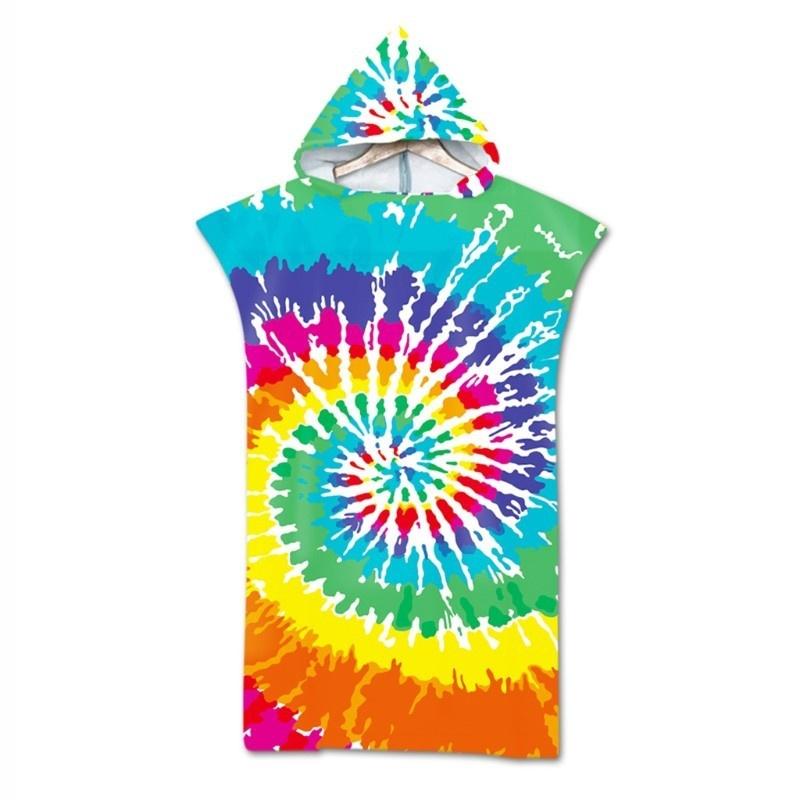 Geometric Beach Towel Soft Microfiber Quick Dry Large Bath Towels Hooded Cloak Wetsuit Adult Kid Poncho Bathrobe For Swim Surf