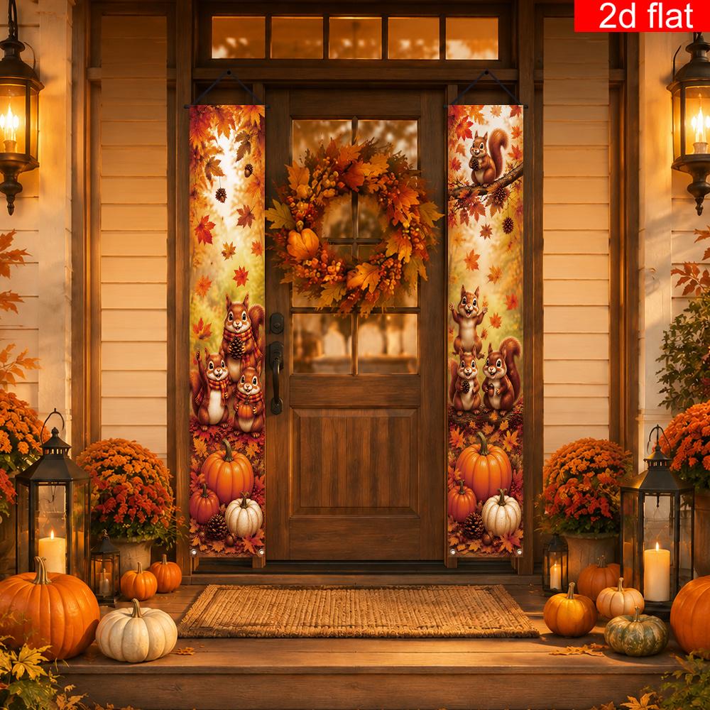 Banner 2pcs Pack Polyester for Thanksgiving Party Porch