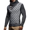 Men's Casual Solid-color Patchwork Style Long-sleeved Sweater, Men's High-neck Plaid Knitted Sweater In The Style Of A Scarf