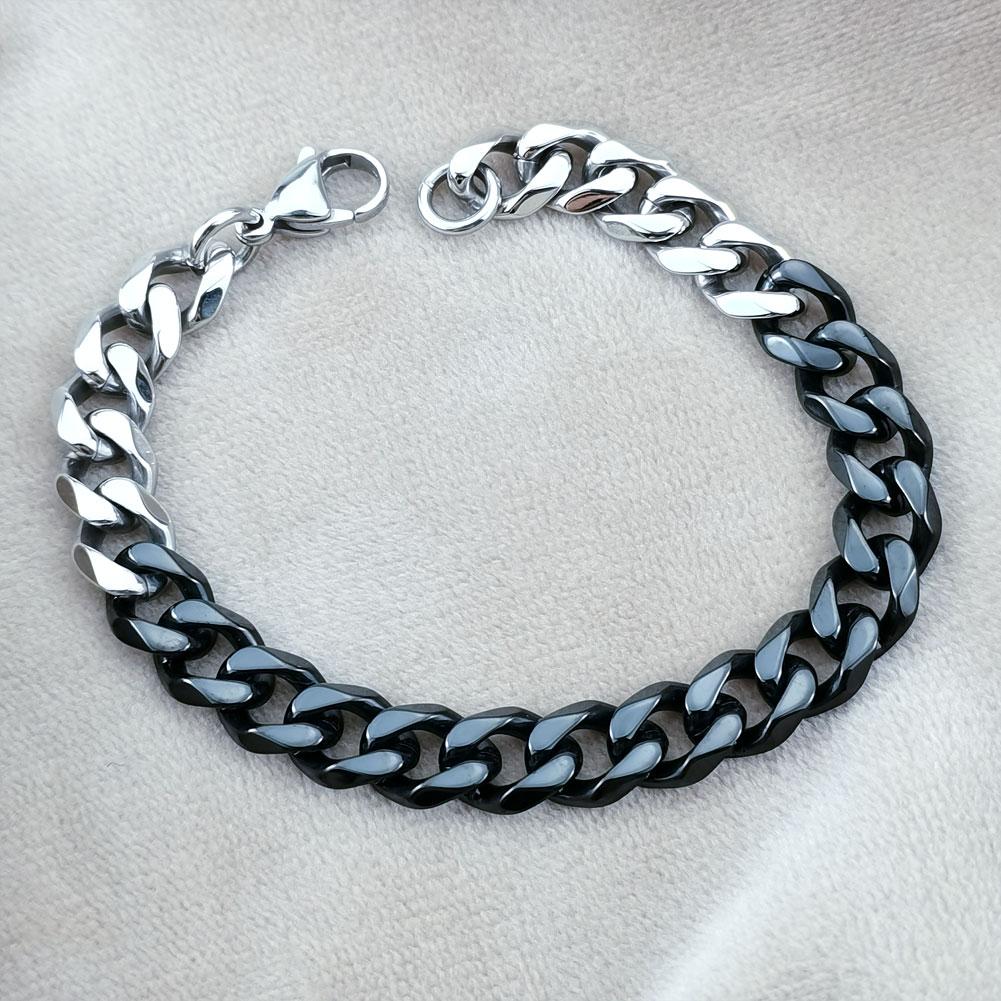 New 316L stainless steel Primary color and black dual Hip hop bracelet anklet