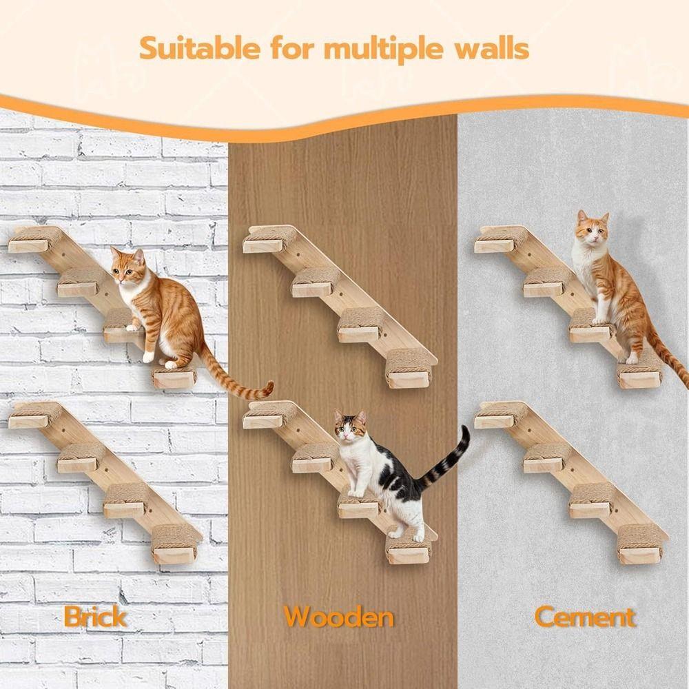 Solid Wood Cat Climbing Shelf Steps Space Saving Cat Climbing Structure Living Room