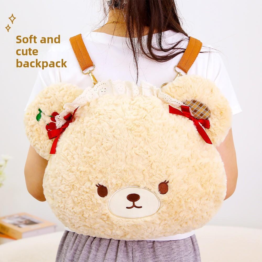 Cute Large Capacity Plush Bear Backpack With Soft Cotton Filling For Girls And Teens