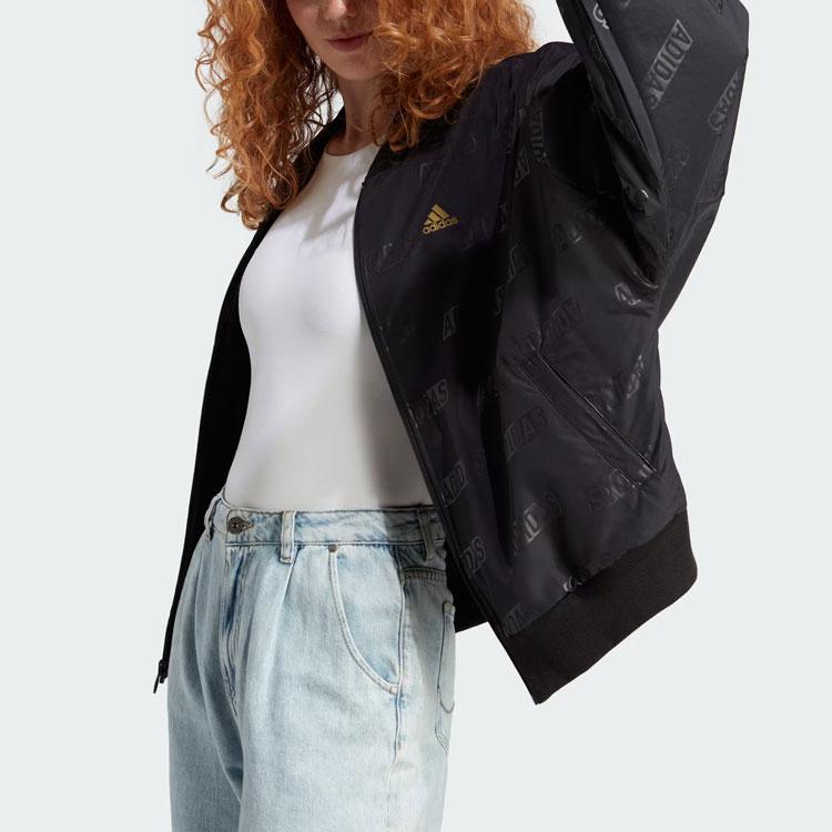 adidas Women's Reversible Velvet Splicing Bomber Jacket Black IA3173
