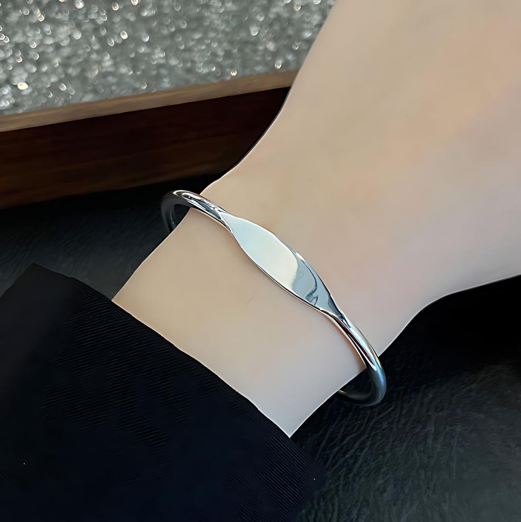 PANJBJ 925 Sterling Silver Feather Adjustable Couple Bangle Gothic Punk Design Women Jewelry Gift Lucky Bracelet Dropshipping