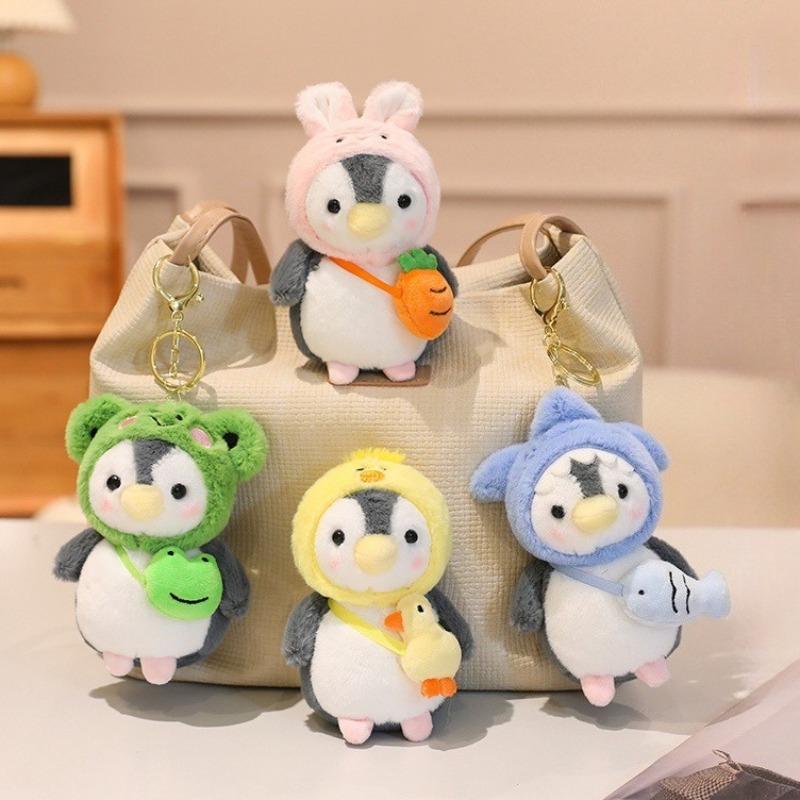Cute Penguin Plush Keychain Soft Kawaii Cartoon Penguin with Hats Key Chain Bag Ornaments Super Soft Plushie Pendant Couple Gift