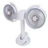 Double Head Clip On Fan Rechargeable Dual Brushless Motor 360 degrees  Rotation Desk Cooling Fan with LED Light