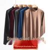 Men's Velvet Base Layer Semi-High Neck Fleece Long Sleeve Warm Top
