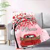 Valentine'S Day Heart Tree Red Pickup Truck Home Custom Blankets Comfortable Soft Lightweight Allseason Multipurpose Blanket For Picnics Couches