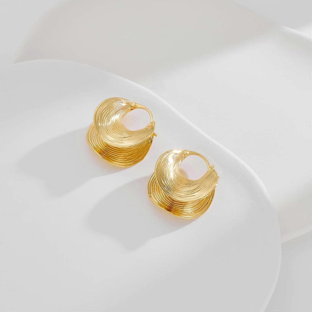 Gold Plated Hoop Earrings for Women Brass Earring Chunky Statement Jewelry