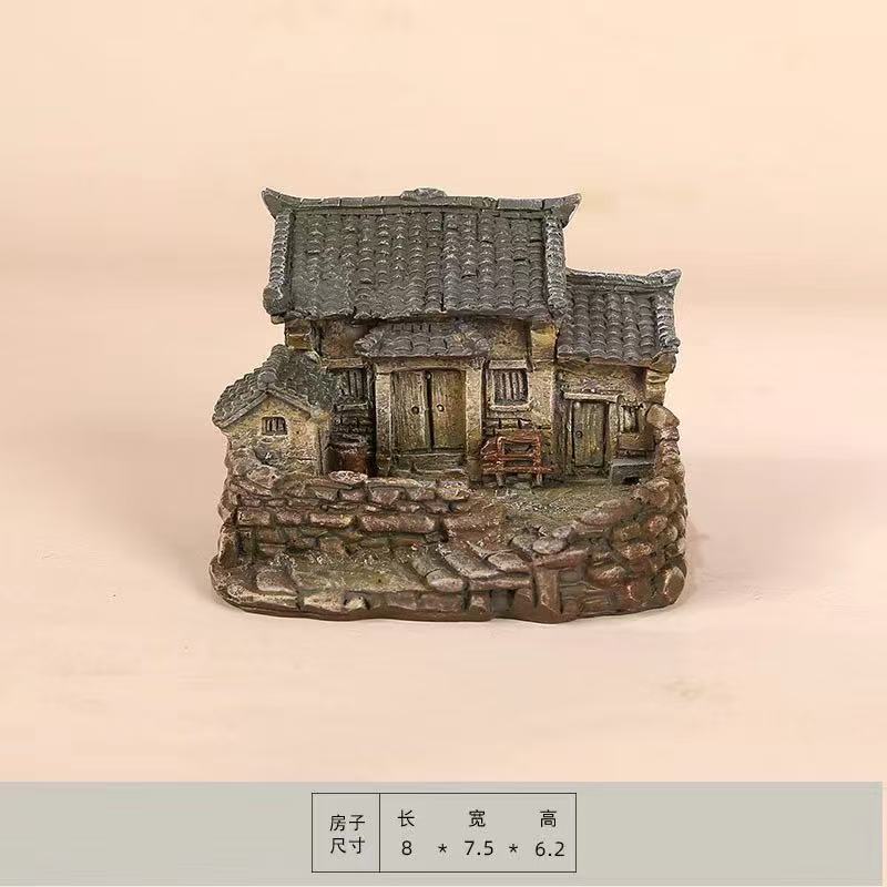 Rural Old House Decoration Small Model Desktop Creative Micro Landscape Courtyard Potted Bonsai Decoration