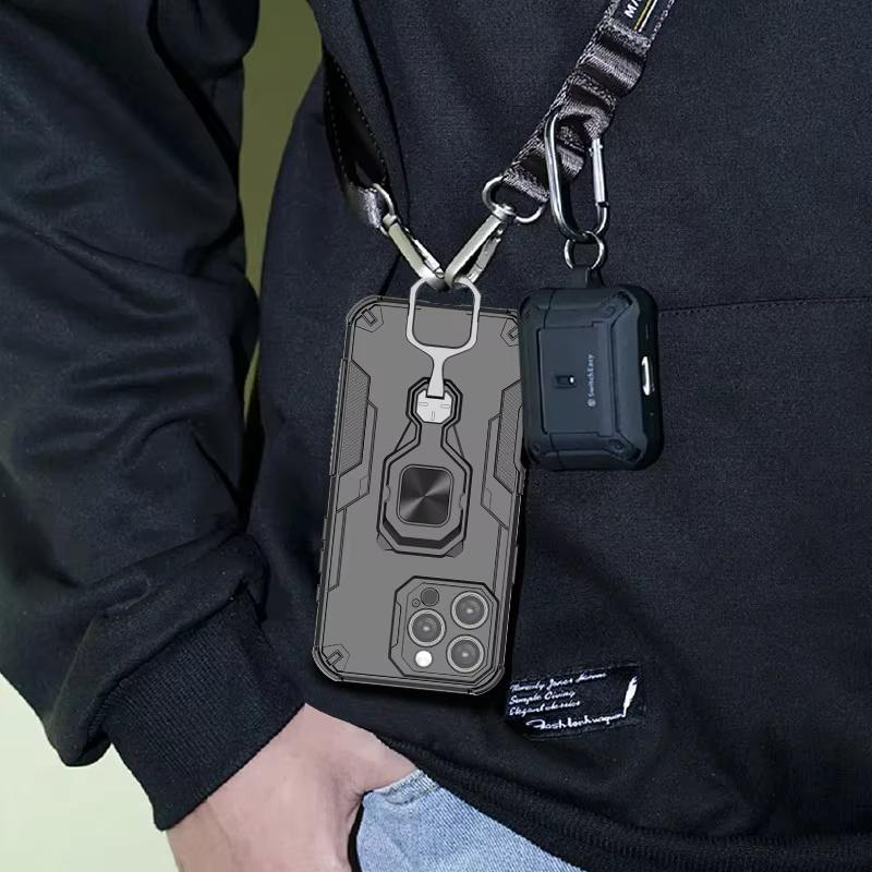 For iPhone 16 15 14 13 Pro Max Phone Case Camera Lens Protect Armor Case For iPhone 14 15 16 Plus 16E Magnetic Ring Holder Cover