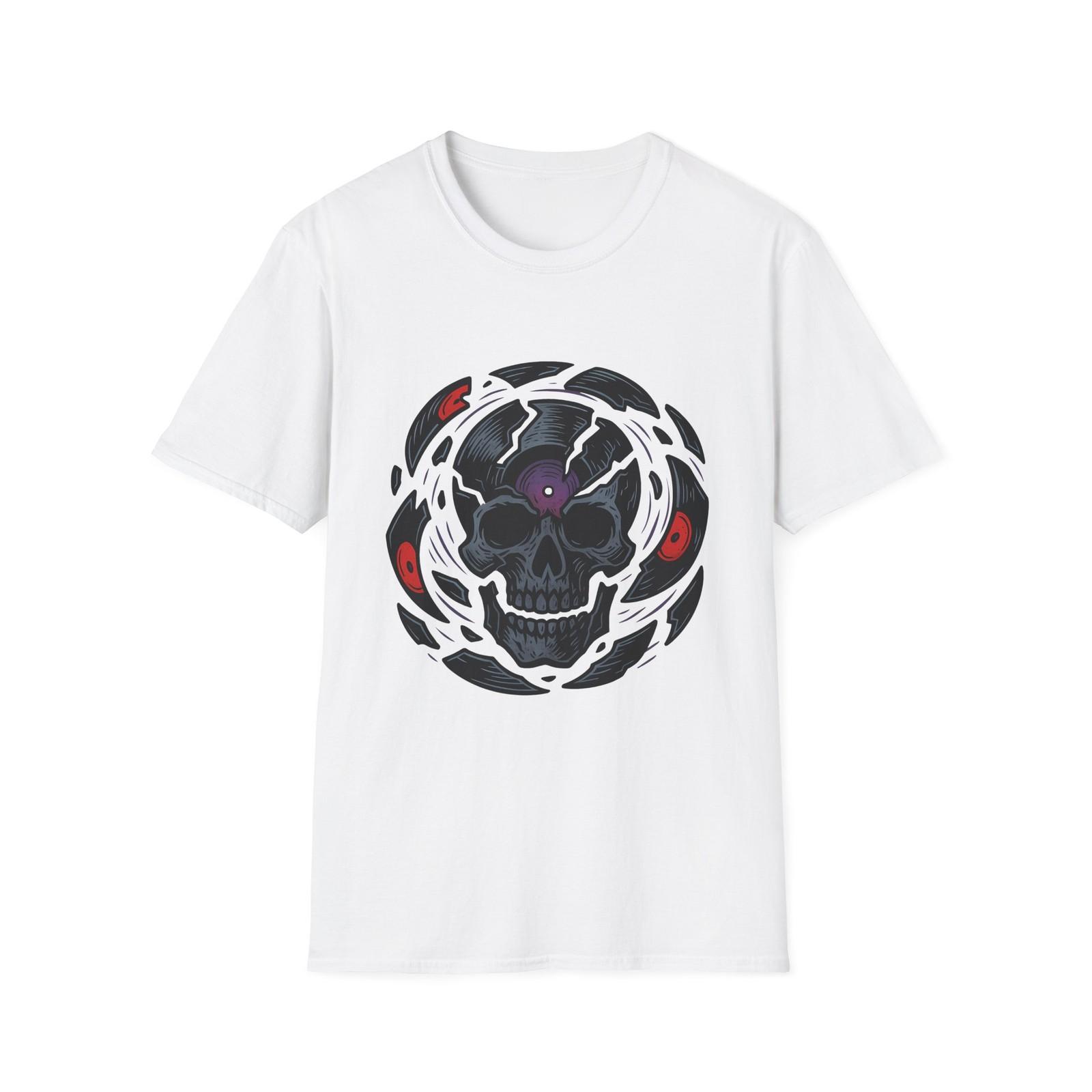 Unisex Softstyle T-Shirt Skull Vinyl Record Music Death Horror S
