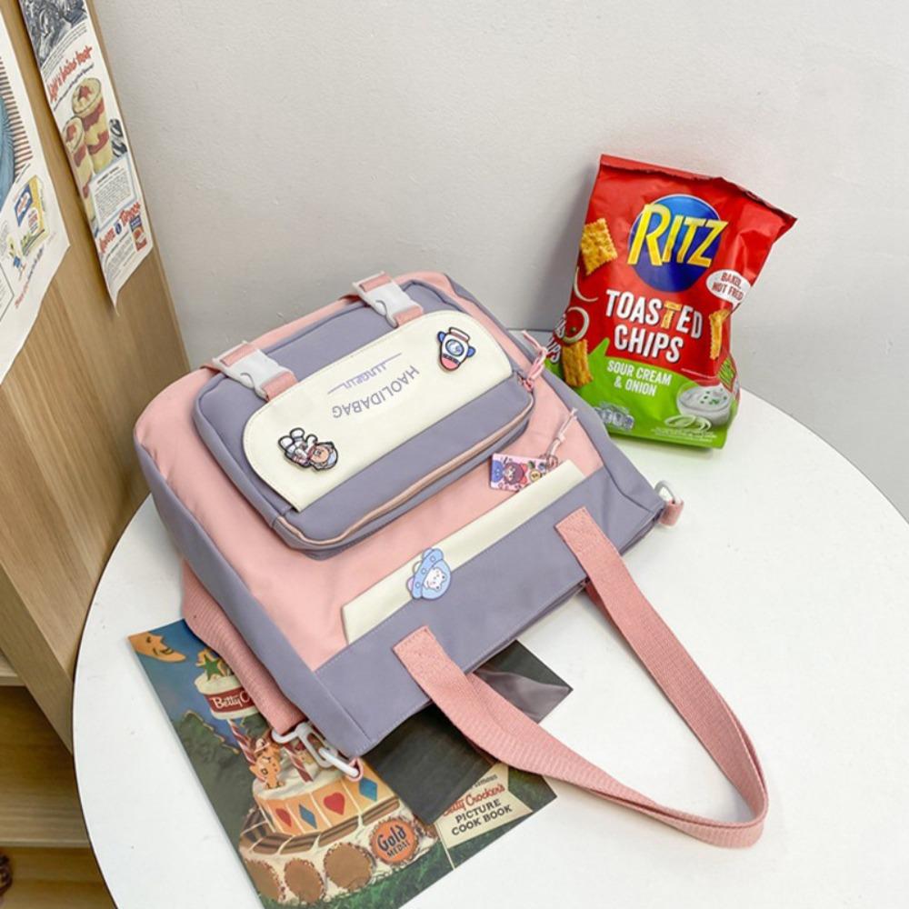 Ins Students School Bags Multi Pockets Large Handbag Cute Teenage Shoulder Bags  Girl