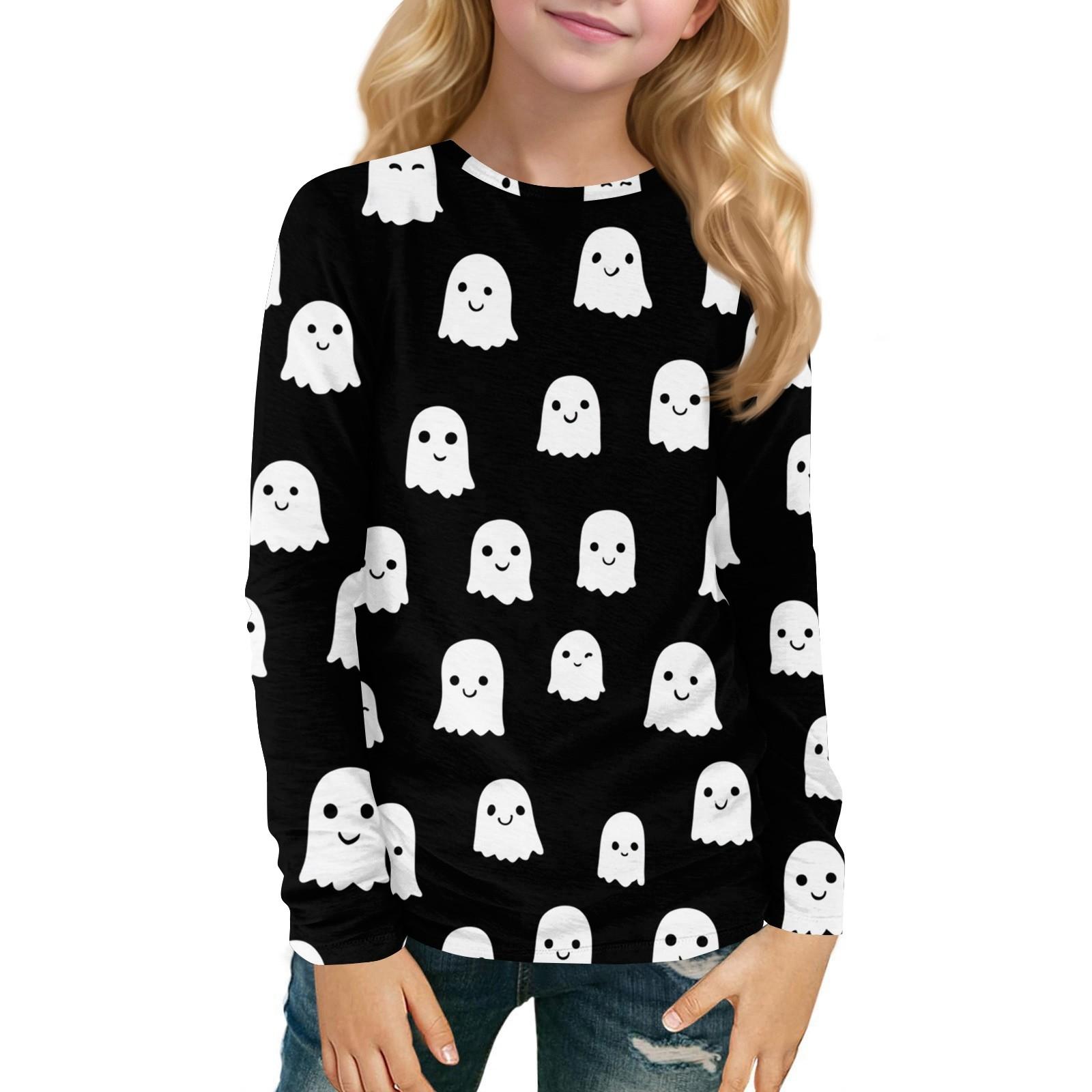 

Детский топ с длинным рукавом, круглым вырезом, с принтом, повседневный 110 чёрный