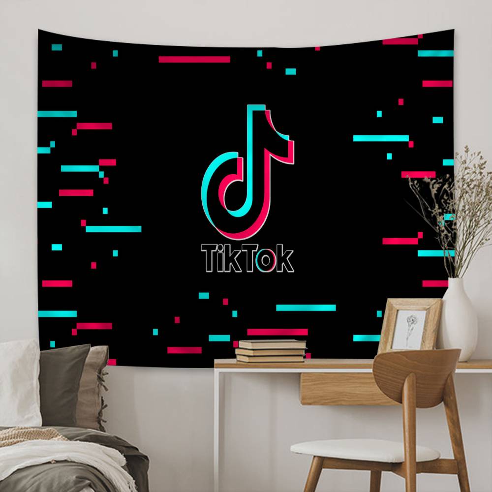 TTikTok Logo Cartoon Tapestry Home Decoration Hippie Bohemian Decoration Divination Home Decor