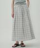 Mot Flare Cotton Long Skirt - Check Blue