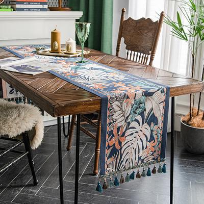 Vintage Luxe Chinese Modern Style Fabric Table Runner Rectangular Dining Room Decorative Cloth