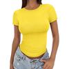 Kadın Tişörtleri Kısa Kollu Seksi Dar Kesim Üst Şekillendirici Sıkı Düz Renk Crop-Top Şık Tişört Yuvarlak Yaka Gömlek Nefes Alabilir