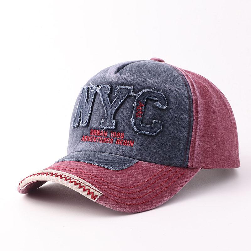 European and American new men's and women's outdoor curved brim baseball cap retro letter NYC sticker personalized cap