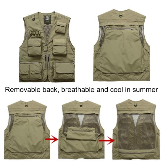 Fishing Vest Detachable Multiple Pockets Multipurpose Soft Comfortable Breathable Air Holes Jacket Multifunctional Outdoor Vest for Travel