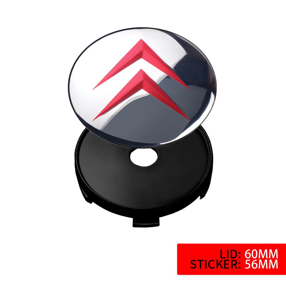 56/60MM Bilhjulscenterkåpa Dekaler Auto Hjulnavkåpa Dekorationsaccessoarer För Citroen C4 Picasso Xsara C5 C1 C2 C3 Saxo