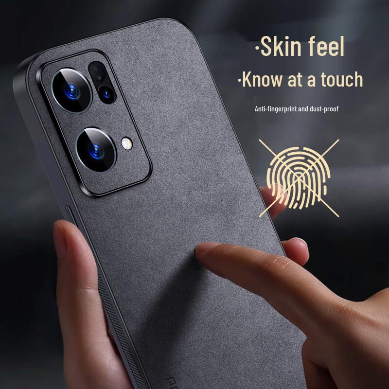 SHANGSU Light Luxury Nubuck Leather Anti-Drop Full Coverage Phone Case for OPPO Reno7/Reno7 Pro