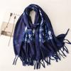 New Ethnic-Style Tie-Dye Colorized Blue-And-White Cotton And Linen Scarf Travelling Shawls For Women