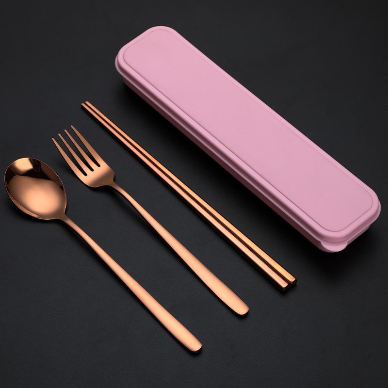 Korean Style Stainless Steel Cutlery Gift Set - Knife, Fork, Spoon, Straw