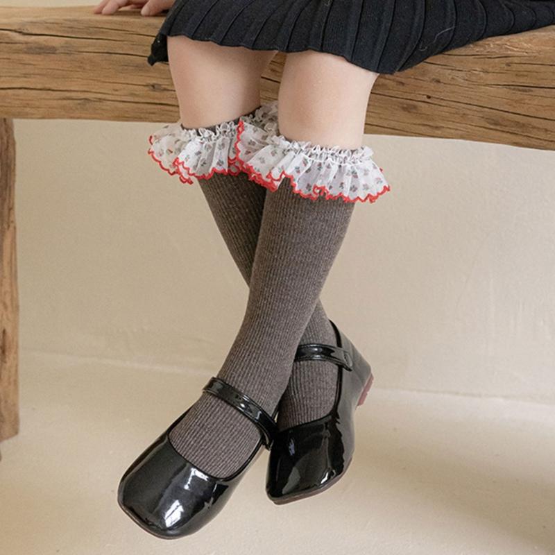 Lace Ruffle Socks Calf Socks for Teen Girls 3-13 Year Long Leg Warmer Knee Stockings Fashion Children Socks